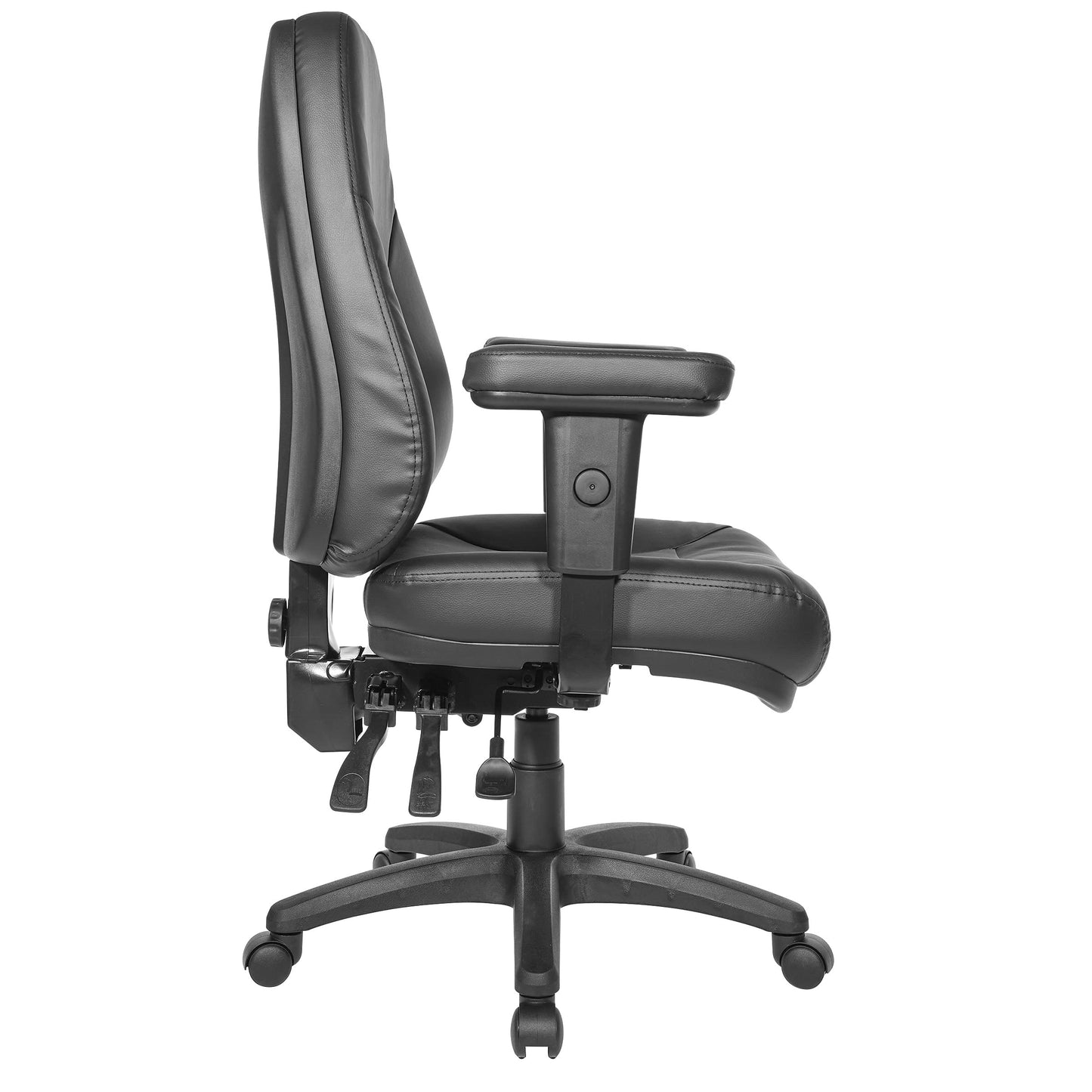 Office Star EC Series Professional Executive Ergonomic High Back Office Chair with Dual Function Control, Padded Contour Seat and Adjustable Padded Arms, Dillon Black