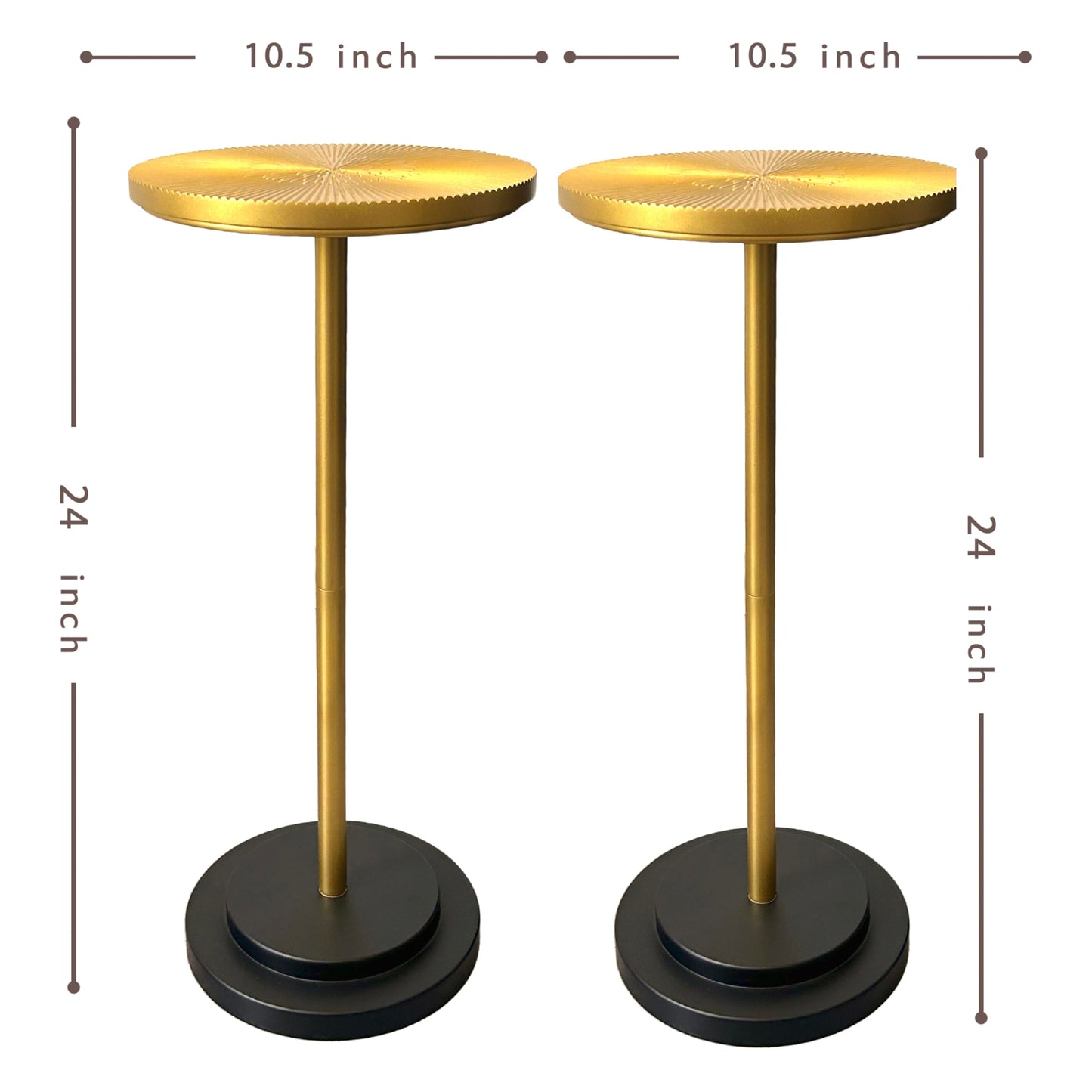 COVLON Drink Table Set of 2, Small Round Pedestal Side Table with Carved Top for Living Room, Bedroom, Small Space, Corners and Office, Gold and Black