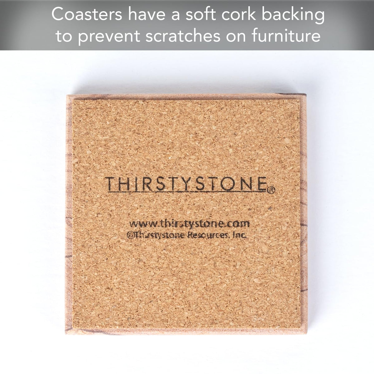 Thirstystone Desert Sand 4 Pack Natural Sandstone Coasters 4” Square Artistic with Protective Cork Backing
