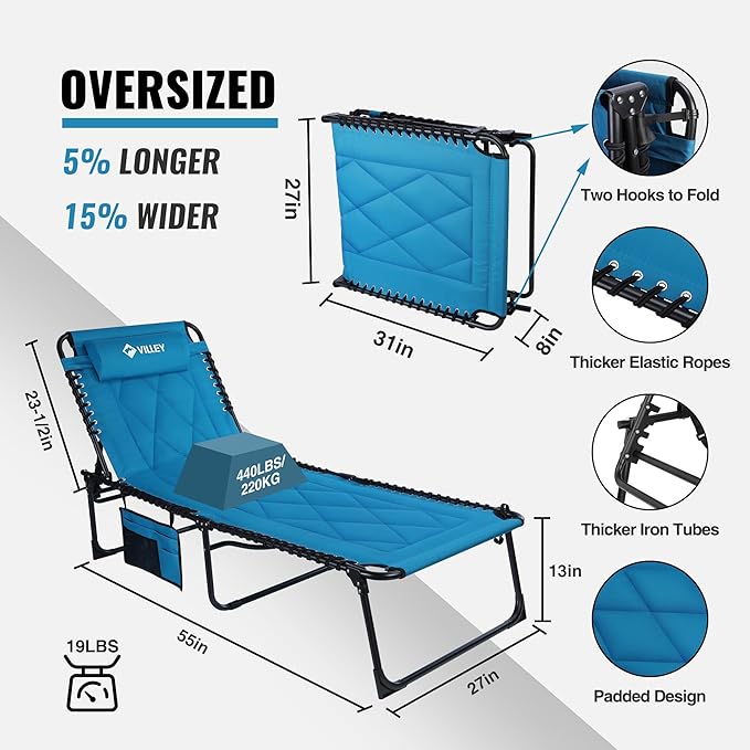 VILLEY Oversized Padded Chaise Lounge