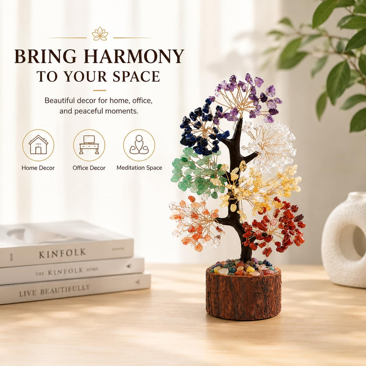 Sunnlejw 7 Chakra Crystal Tree of Life,Handmade Birthday Gifts for Women Mom Sister Boss, Natural Meditation Healing Crystal and Stones for Positive Energy,House Warming Gift, Home Office Decor