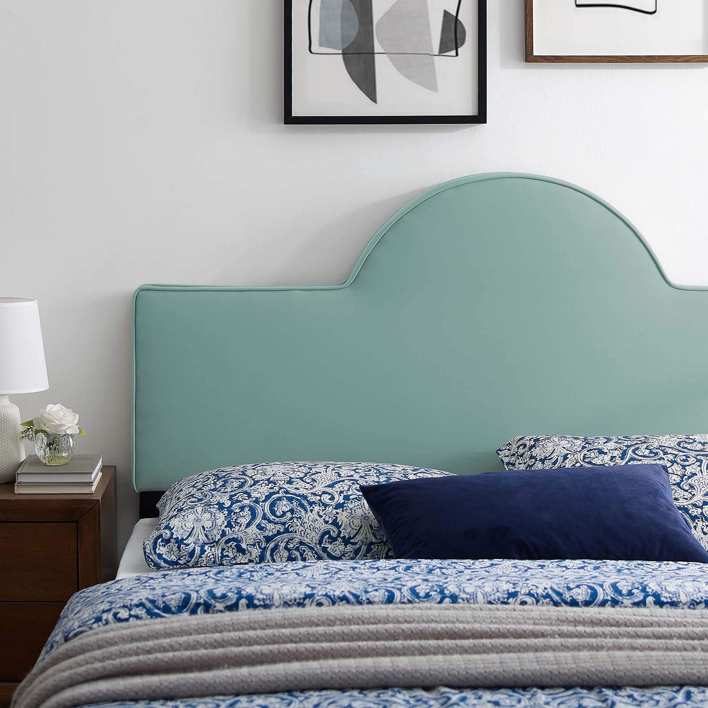 Modway MOD-6302-MIN Dawn Twin Performance Velvet Headboard, Mint