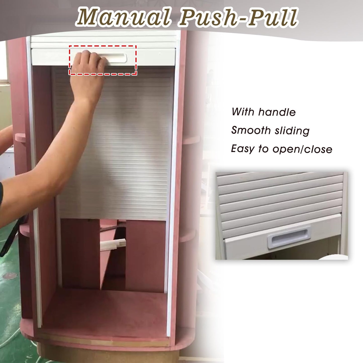 Space-Saving Tambour Doors & Track Set - Slatted Sliding Roll-Up Cabinet Doors for RV Kitchen Pantry, Ideal for Furniture Storage (WXH-26x32”/66x81.3CM)