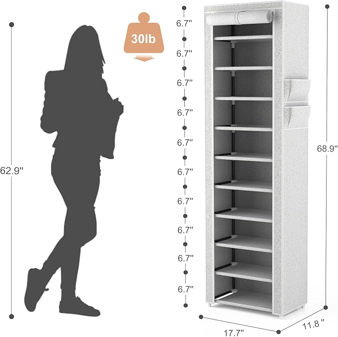 VTRIN Vertical Narrow Shoe Rack Organizer Tall Shoe Rack