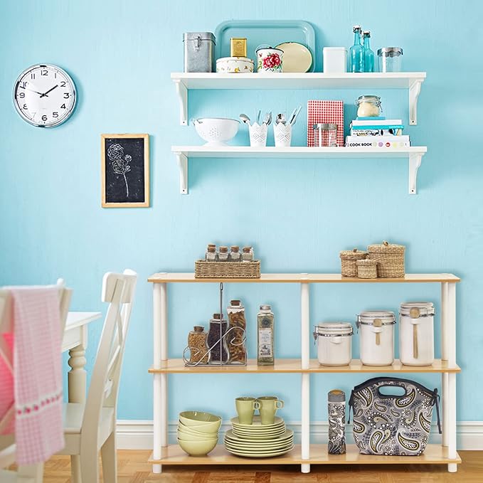 Furinno TURN-N-TUBE Storage Shelves, 3-Tier 47.4 Wide Book Shelf, Corner Shelf