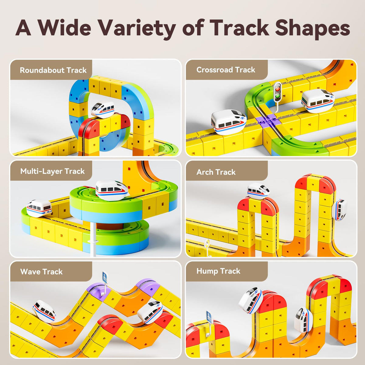 Upgrade Electric Train Set, 3D Cube Track-DIY Rail Cube Block Kit, 172PCS STEM Gravity-Defying Motorized Trains Race Tracks Toys Gift for Kids Boys Girls Age 3 4 5 6 7 8+