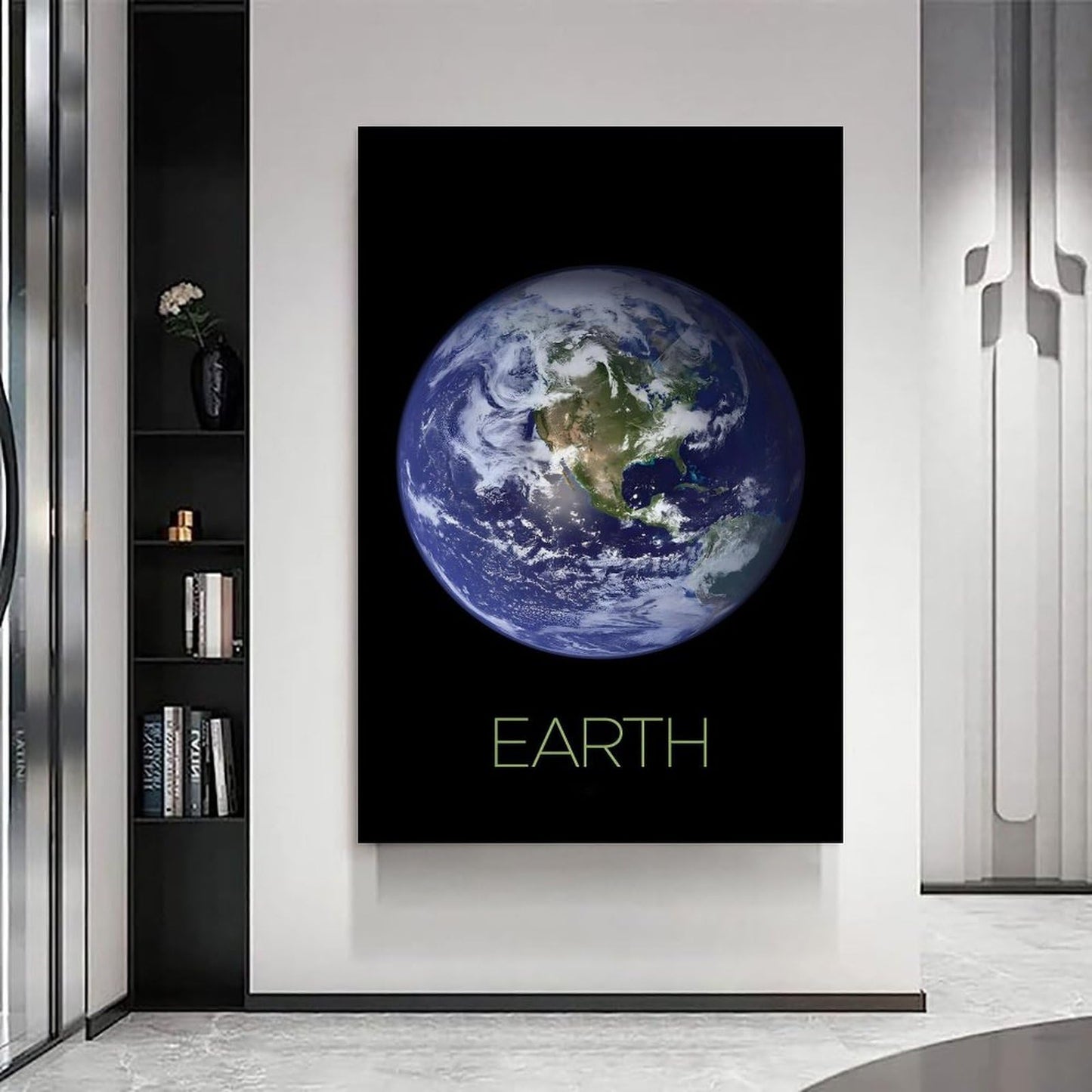 Solar System Canvas Wall Art - Earth Planet Space Poster for Kids Room Bedroom Classroom, STEM Educational Astronomy Decor, Science Gift for Boys Girls Teens, 16x24 Inch Framed