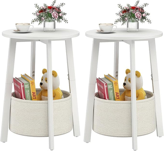 sthmec Small Round Side End Table Set of 2