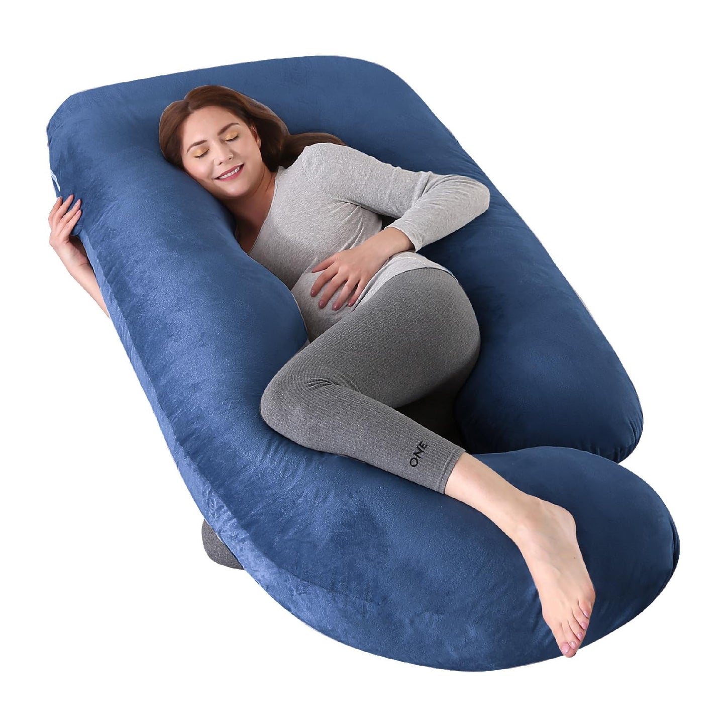HychYAYA 60 Inch Full Body Pregnancy Pillows for Sleeping Cooling Pregnancy Pillow,U Shaped Pregnancy Body Pillow,Maternity Pillows for Pregnant Women with Removable Washable Velvet Cover.(Blue)