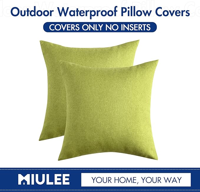 MIULEE Pack of 2 Decorative Outdoor Solid Waterproof Throw Pillow Covers Spring