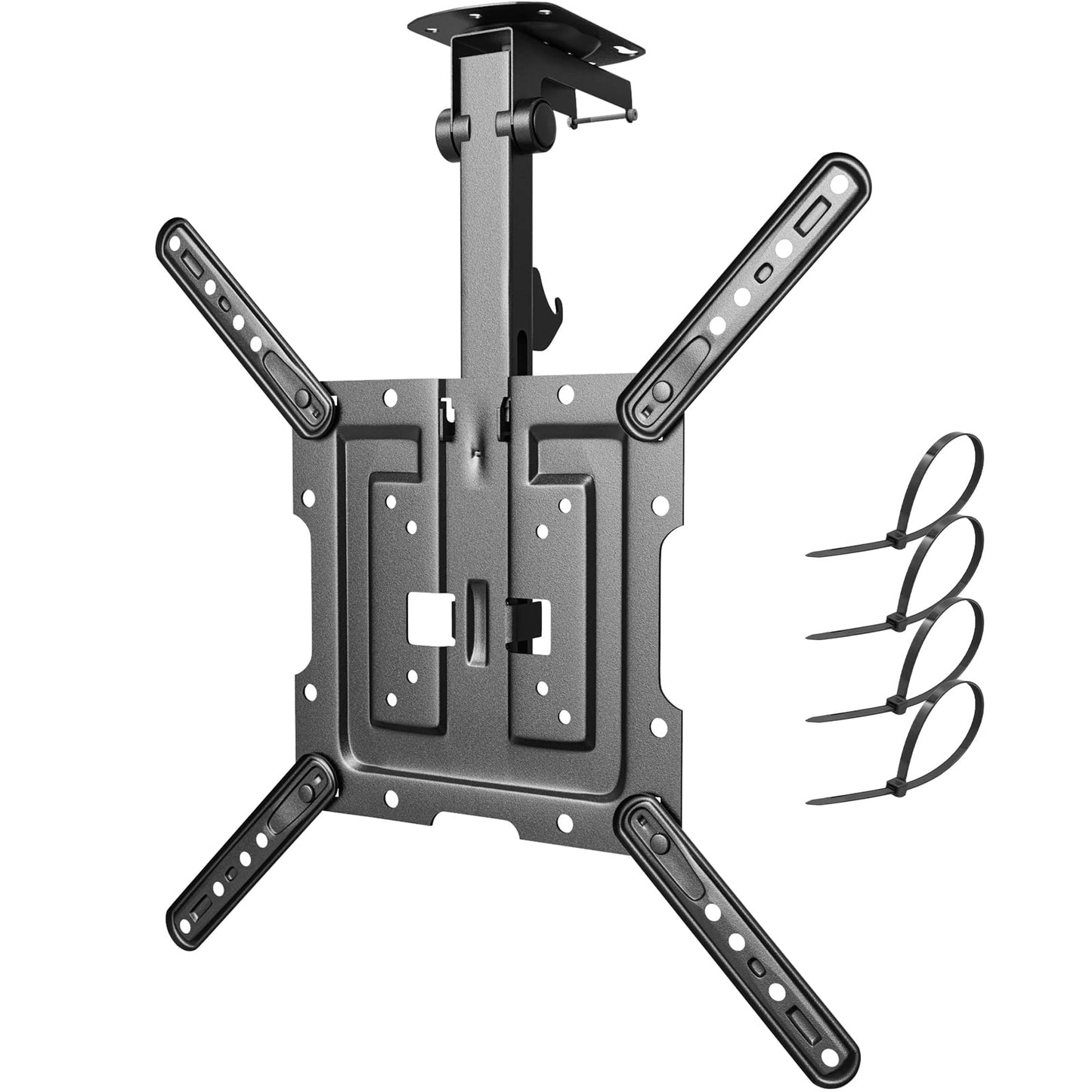 PUTORSEN Flip Down TV Mount, Manual Folding Ceiling TV Mount for Most 23'' to 55'' TVs, Height Adjustable Drop Down TV Mount for Flat & Pitched Roof, Swivel, Max Load 44lbs, Max VESA 400x400, Black