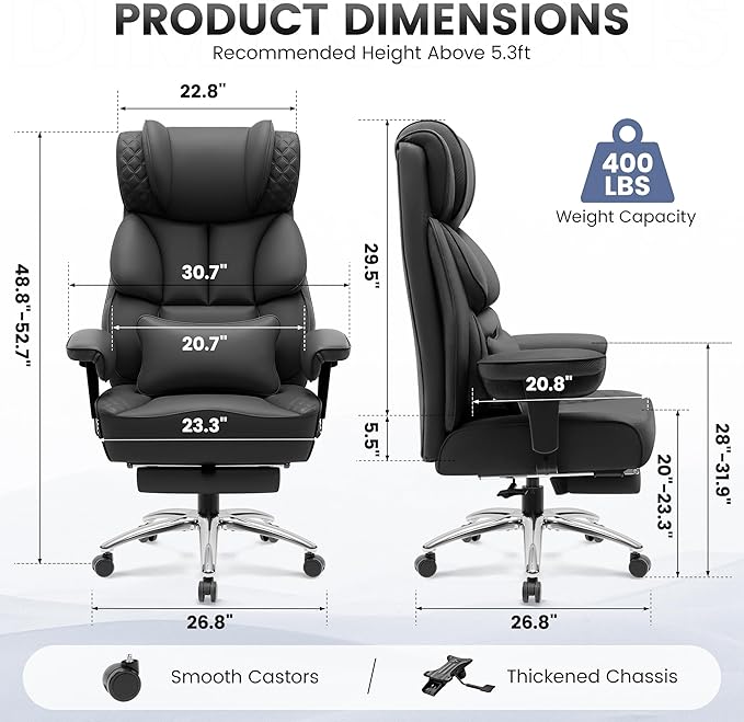 BestGlory Office Desk Chair, Big and Tall Leather Gaming Chair