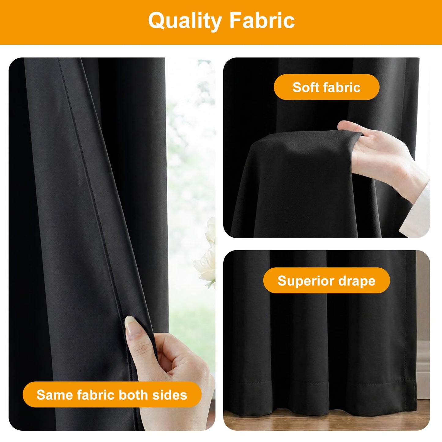 hoeflife Room Divider Curtains Blackout Floor to Ceiling Curtain with Hook Wall Mount Sliding Door Curtains Ceiling Mount Extra Wide Curtain Wall Divider for Room Separation (Black, W100 x H84 Inch)
