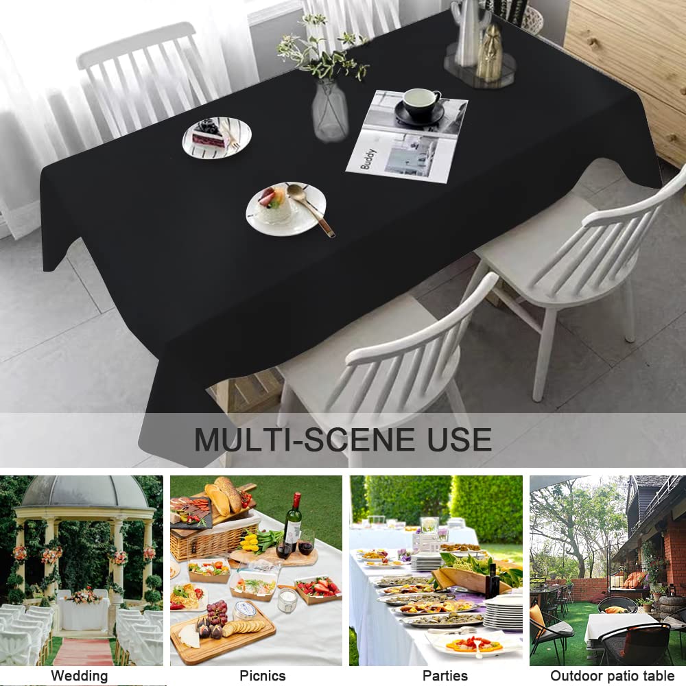 Aijoviko Table Cloth for Rectangle Tables Soft Leather Tablecloth Waterproof Wipeable Table Cover for Parties,Picnic and Camping Outdoor Tablecloths(Black 54"x84")