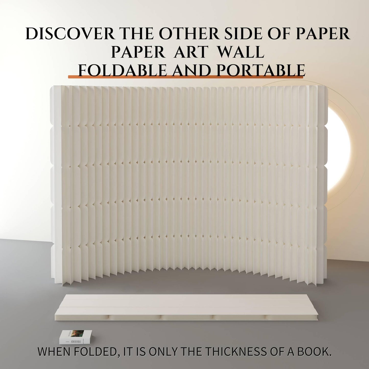 Foldable Paper Room Divider - Portable Accordion Privacy Screen, Freestanding Partition for Living Room & Home Office, Easy to Assemble as Room Divider or Backdrop Wall (H78.7in * L118in)