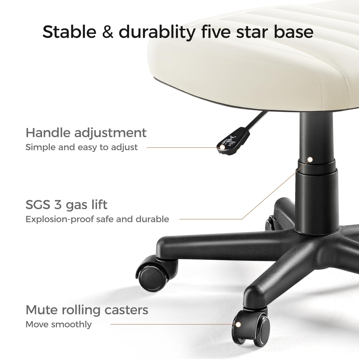 EUREKA ERGONOMIC Multi-Use Foot Stool, Height Adjustable Footrest Stool with Wheels, 360°Swivel Leg Rest Rolling Chair, Rest Ottoman Under Desk for Home Office,Beige