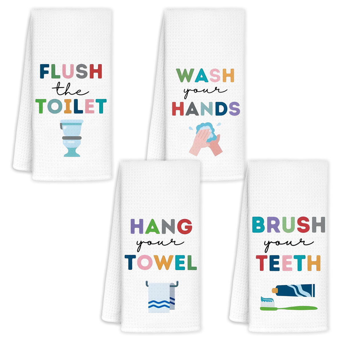 CIOJUNE Kids Bath Towels, Kids Bathroom Decor Sets of 4，Toddler Boys Girls Bathroom Decoration, Kids Decorative Hand Towels for Bath, Wash Your Hands BathroomS Decoration, 16x24 in