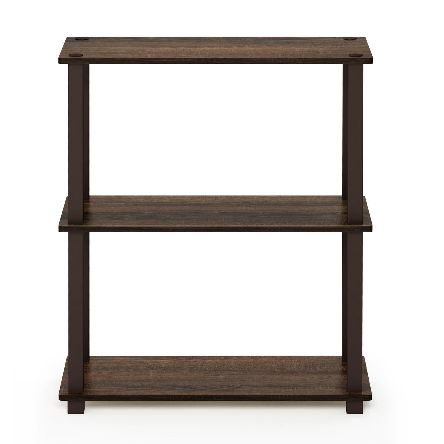Furinno TURN-S-TUBE Storage Shelves, 3-Tier Book Shelf, Corner Shelf, Toolless Open Shelves, for Organization and Storage, Living Room, Garage, Home Office, Walnut
