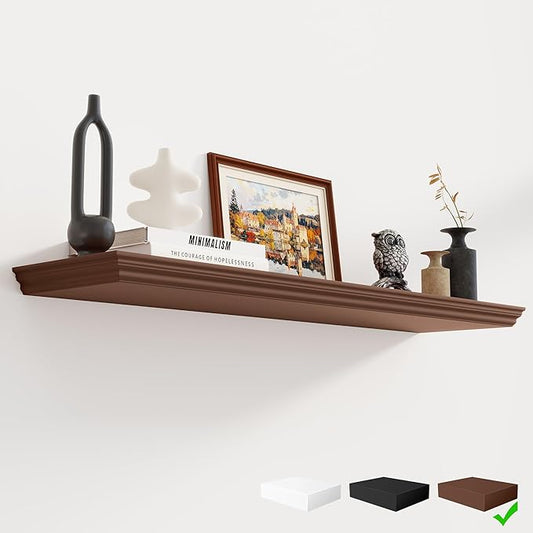 Fun Memories Floating Shelves 40 Inch Long, 9.3 Inch Deep Classic Crown Molding