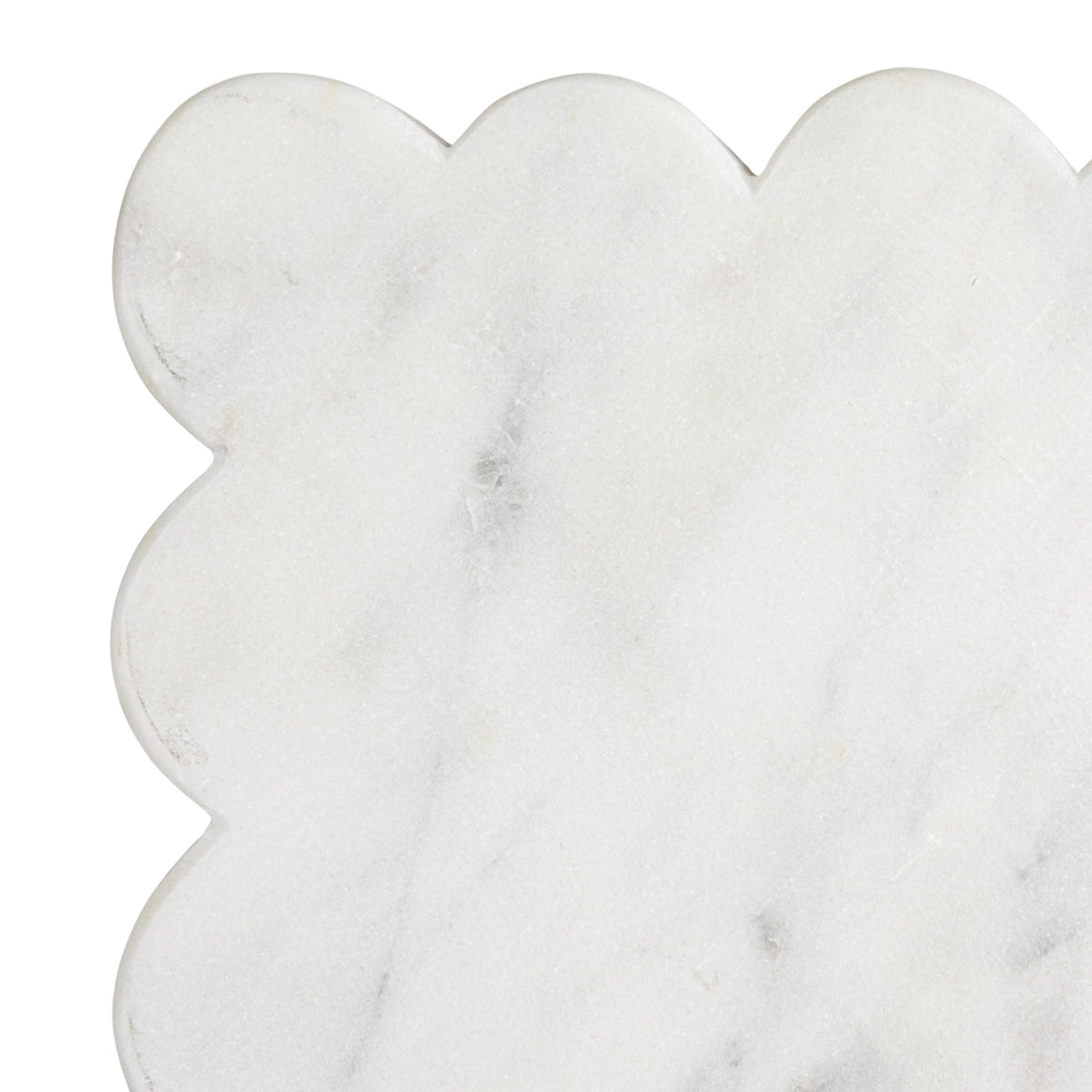 Creative Co-Op Marble Cheese Board with Scalloped Edge, White