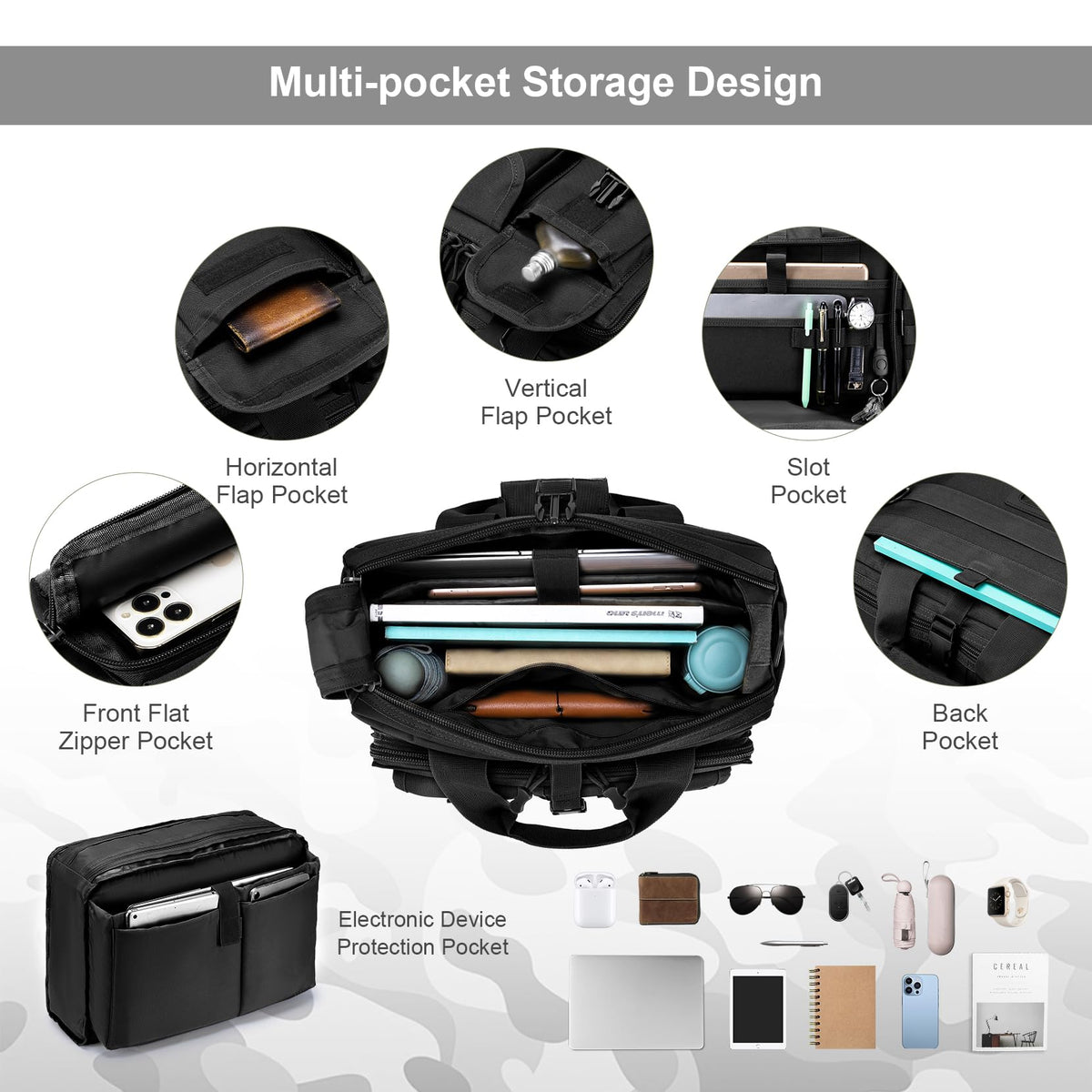 Stypos Tactical Messenger Bag, Tactical Briefcase for Man Military Laptop Bag 15.6/17.3 Inch Messenger Shoulder Bag