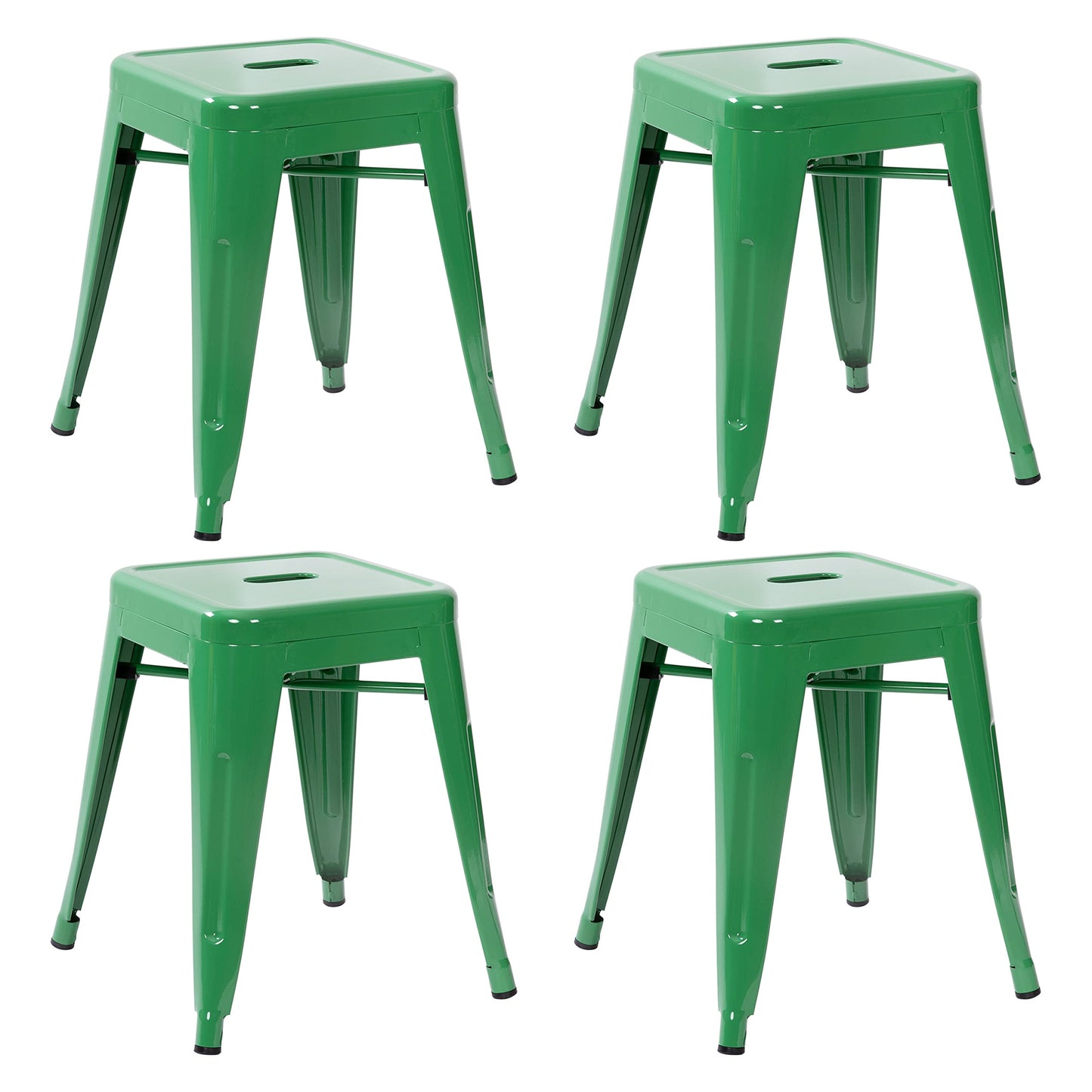 Flash Furniture Metal Dining Table Height Stool - Backless Green Kai Commercial Grade Stool - 18 Inch Stackable Dining Chair - Set of 4