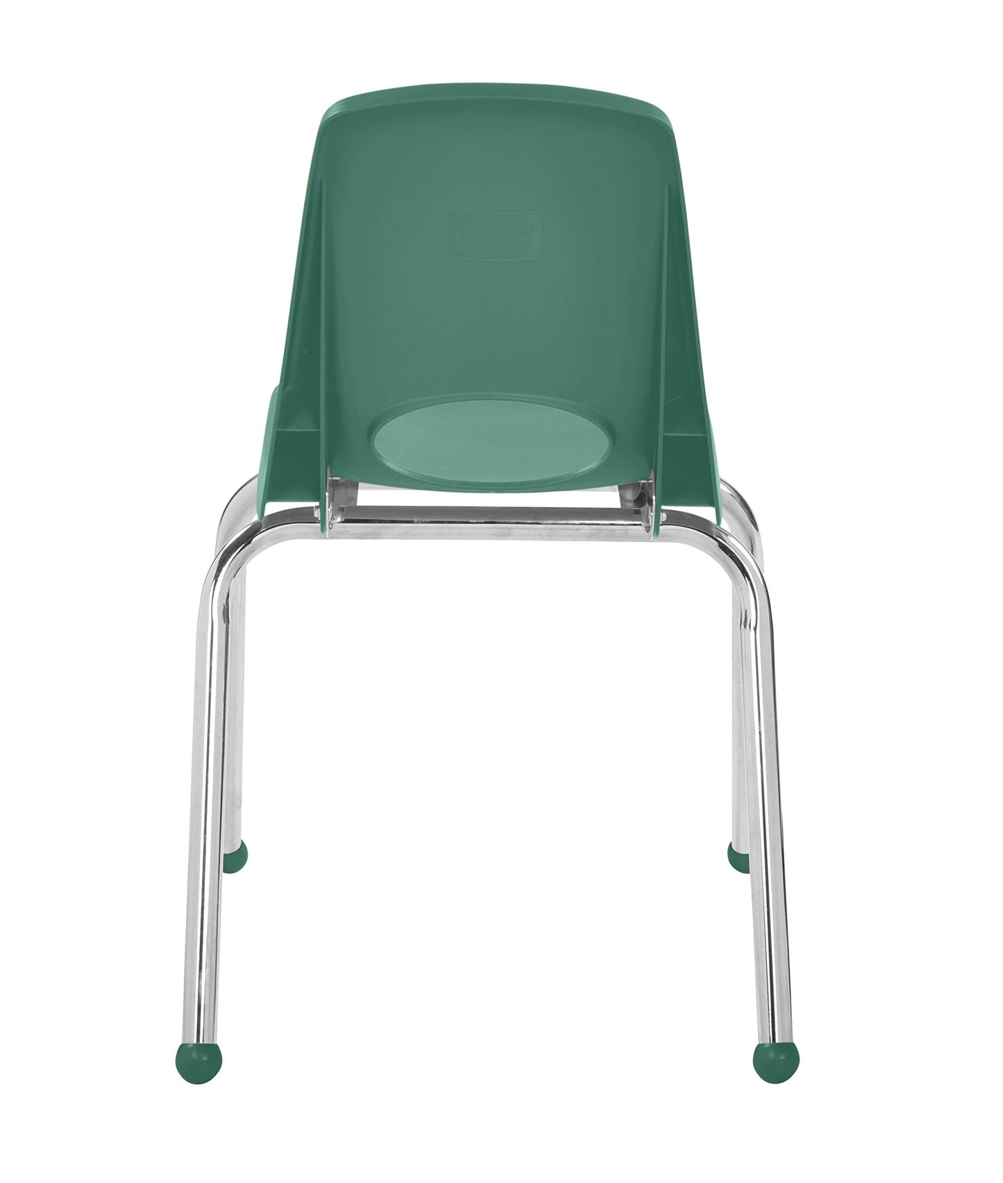 FDP 16" School Stack Chair, Stacking Student Seat with Chromed Steel Legs and Ball Glides for in-Home Learning or Classroom - Green (4-Pack), 10382-GN