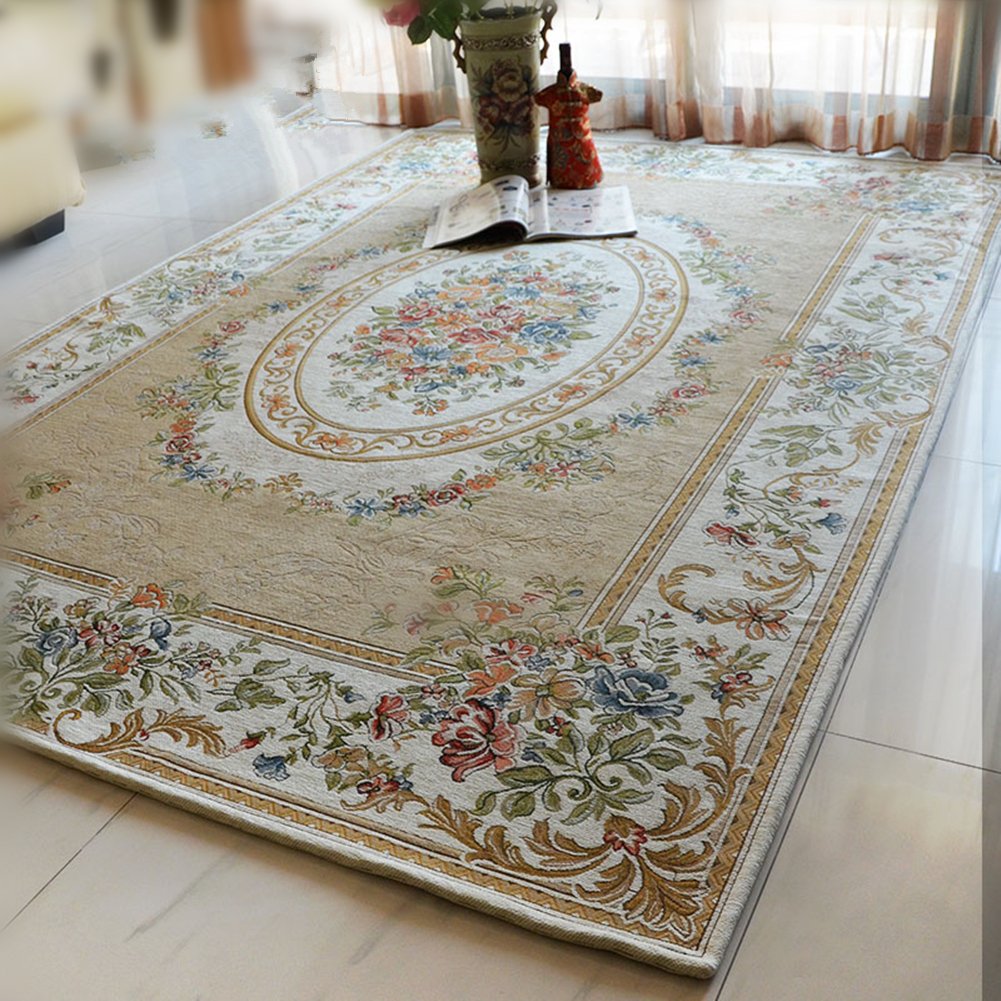 UKELER Home Collection Floral Design Modern Large Carpet for Living Room/Dining Room Floor, 5' x 7', Beige Garden