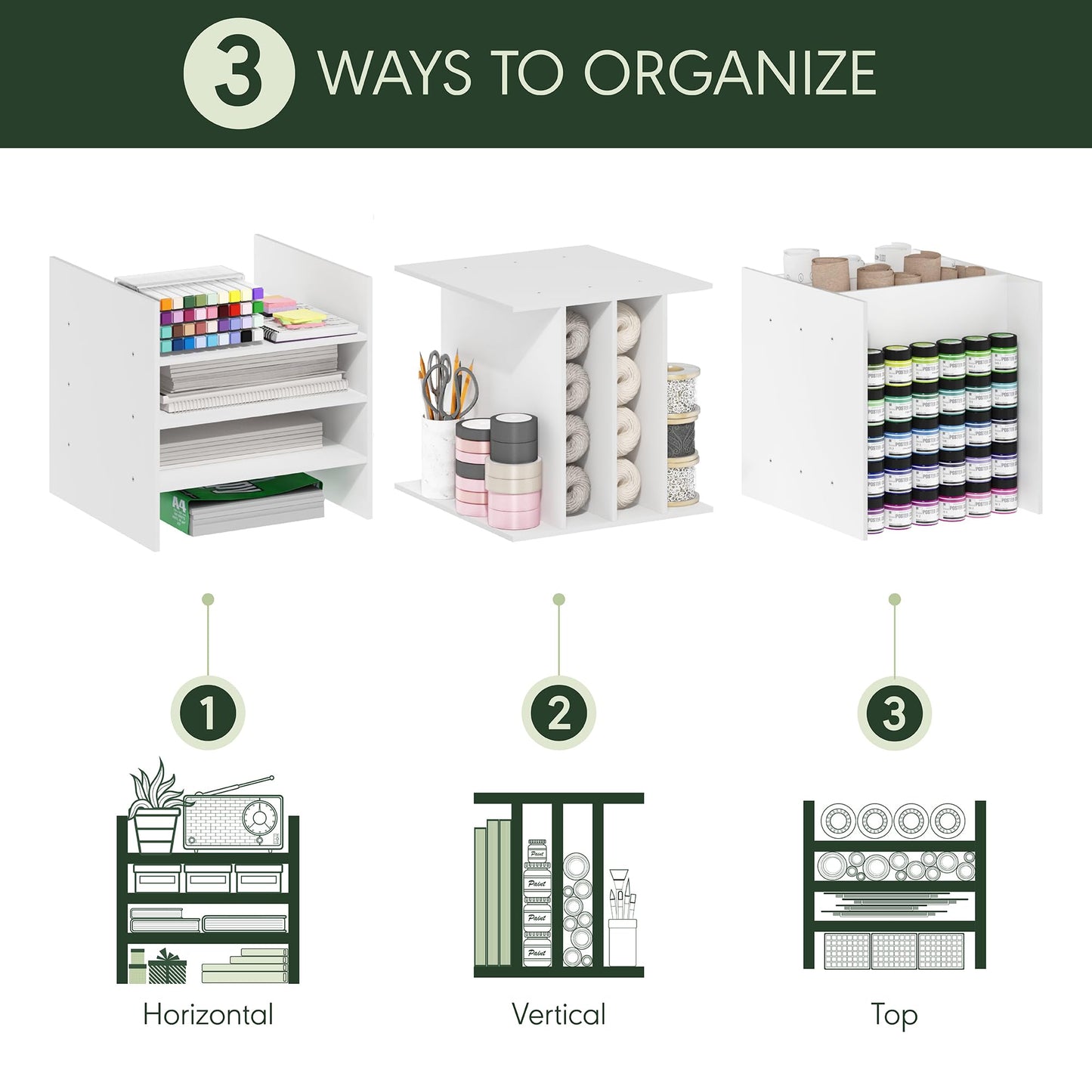 Furinno Cubicle Cube Insert, 3-Shelf Cube Organizer, Fits into Furinno Extra Thick Cubes, for Organizers and Storage, Plain White (Does not fit IKEA Kallax Shelving)