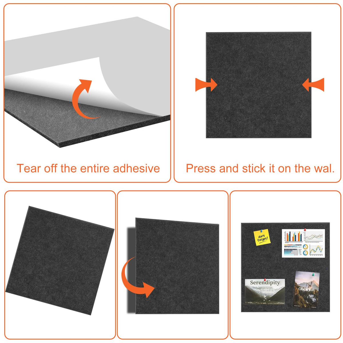 Cork Boards for Walls 48" x 36" Felt Board Alternative, 12 Pack Felt Wall Tiles Bulletin Board, Large Cork Board for Office Pin Board Tack Board Cork Boards
