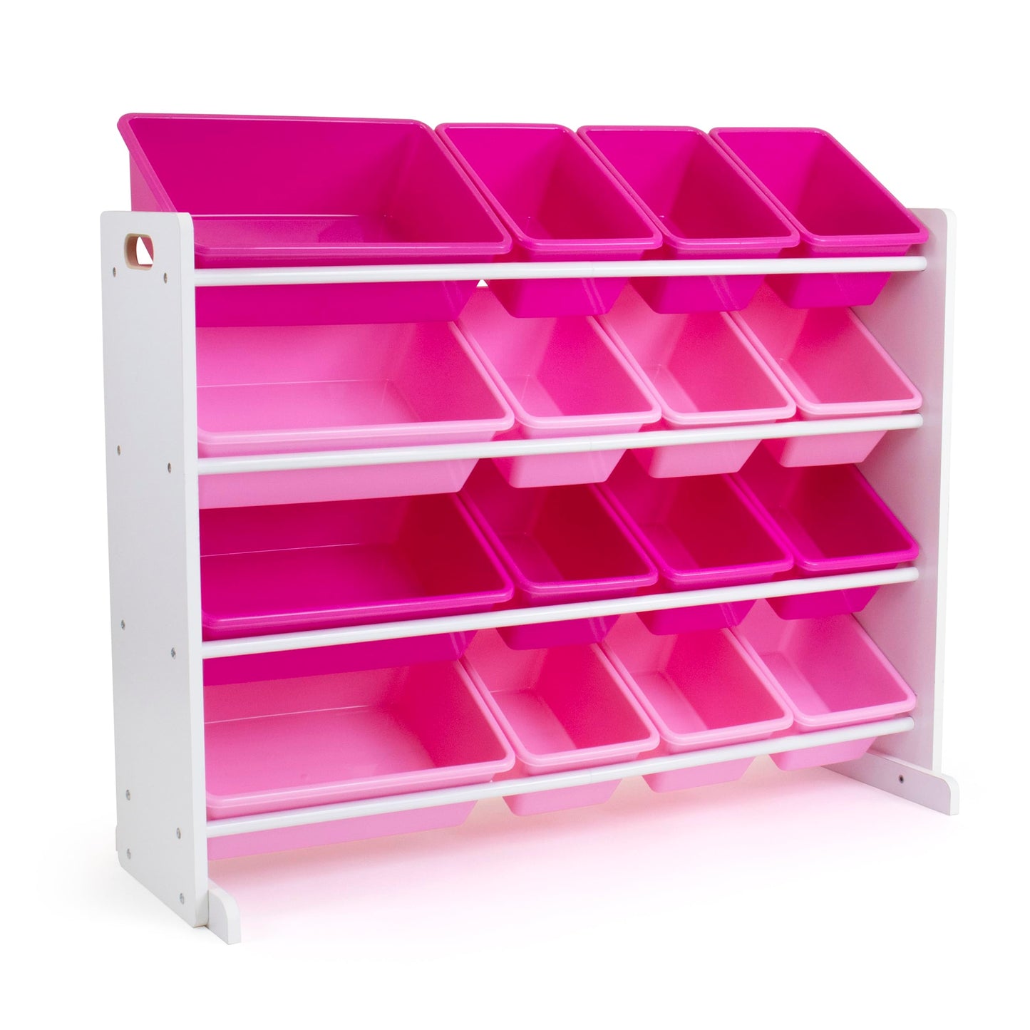 Humble Crew Supersized Toy Storage Organizer with 16 Removable Bins, White/Pink – Large Toy Storage for Toddlers Ideal for Kids' Rooms, Playrooms, and Nurseries - Modern Toy Bins for Kids