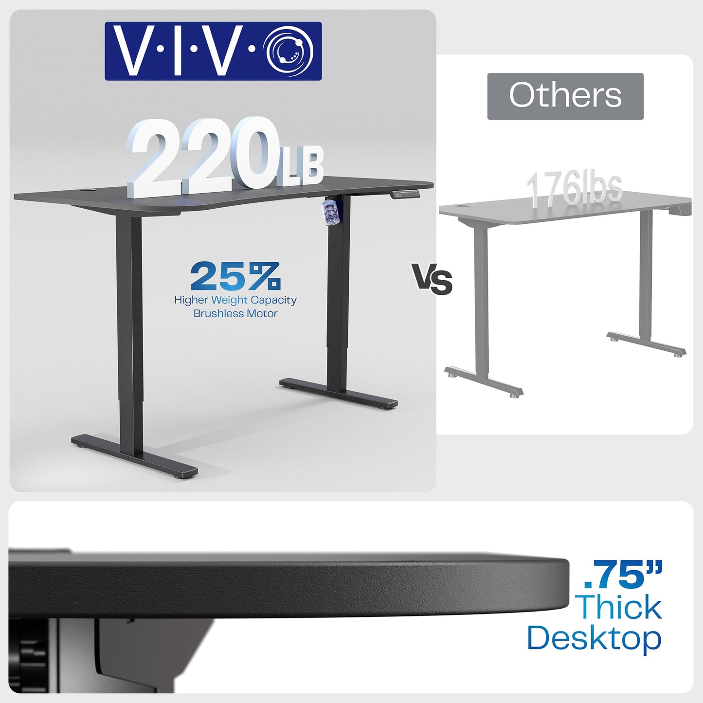 VIVO Electric 63 x 32 in Standing Desk, Memory Height Adjustment, 1B Series, Holds 220 lbs, Black Carbon Fiber Top Black Frame, DESK-KIT-1B1R