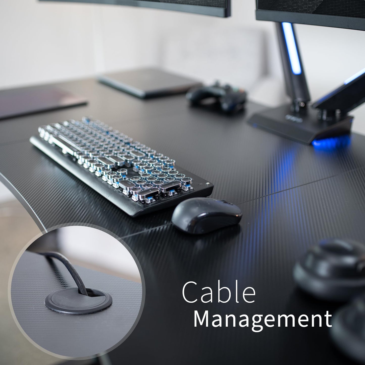 VIVO 63 x 32 inch Universal Table Top for Standard and Sit to Stand Height Adjustable Home and Office Desk Frames, Black Carbon Fiber Desktop, DESK-TOP1R