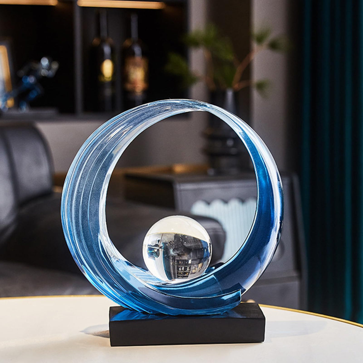 XYQXYQ Blue Wave Resin Origami Statue Modern Abstract Home Decoration Sculpture Abstract Office Desk Center Art Statue Family Bedroom Living Room Blue Art Decoration (A-Blue)