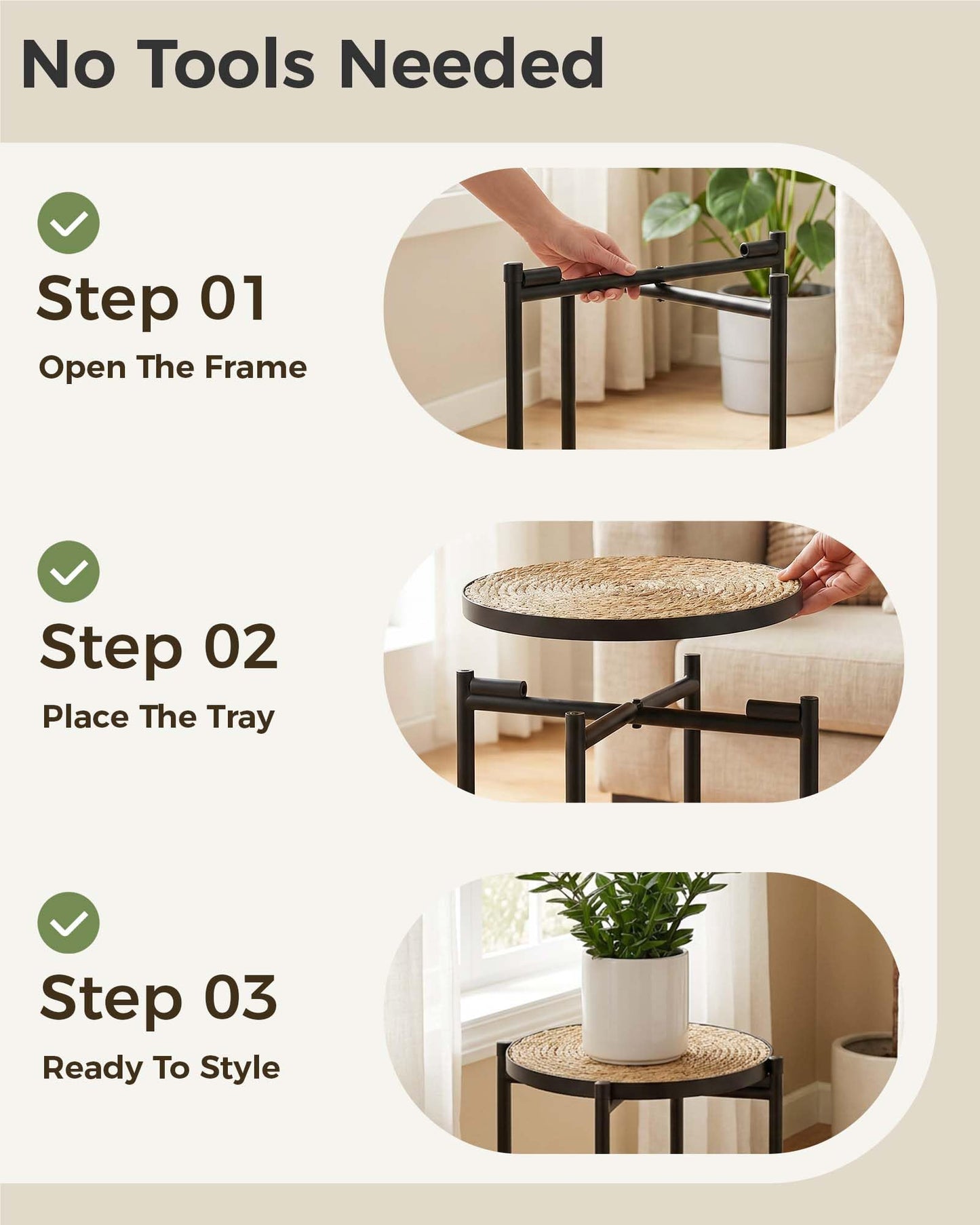 Bamworld Indoor Plant Stand Tall Plant Table Corner Plant Stool Boho Small Plant Holder Single Flower Stand for Large Plants Decor Pot Stand for Living Room Bedroom Balcony