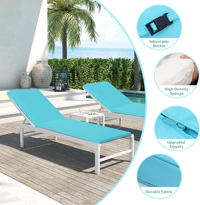 Outdoor Chaise Lounge Cushions for Patio, Waterproof Replacement Seat Cushions