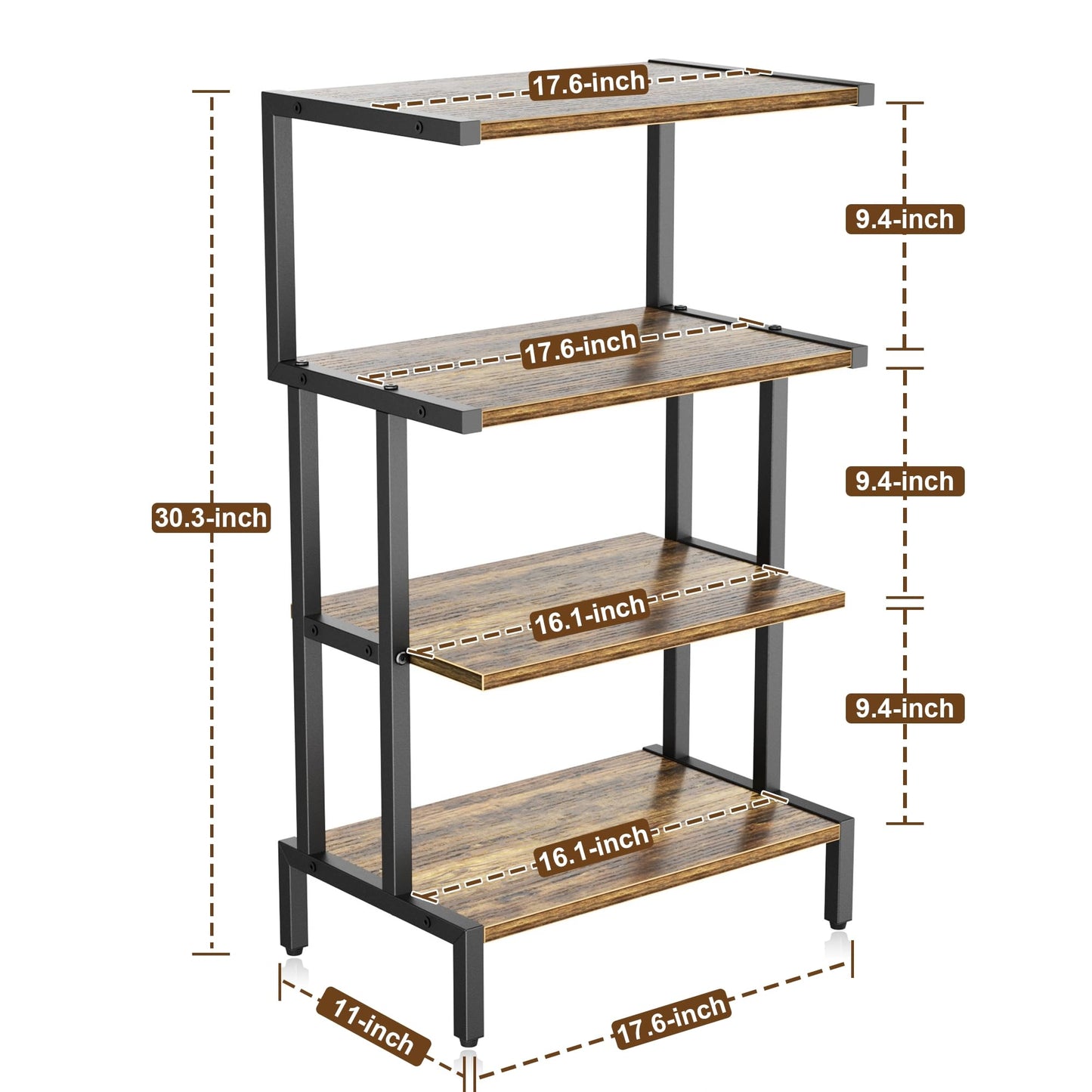 Aquzee Game Console Stands, 4-Tier AV Media Shelf, Stereo Stand, Wood Gaming Entertainment Center Rack for Audio Video Games DVD Player Organizer Storage Shelves fit Small Space