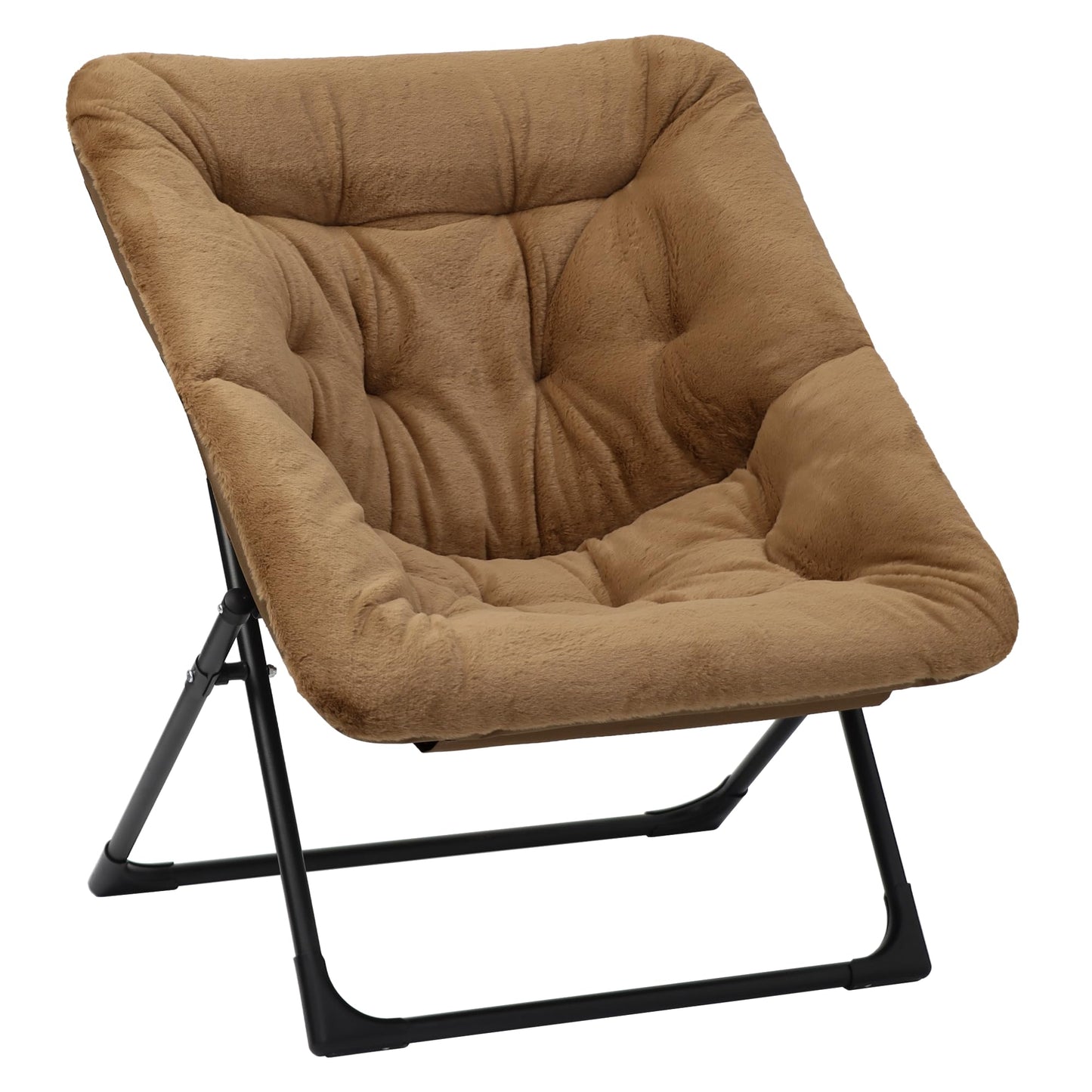 Mordchil HF Comfy Saucer Chair for Adults, Soft Faux Fur Bedroom Chair, Accent Dorm Chairs, Flexible Living Room Reading Chairs, Oversized Folding Seat for Teens, X-Large, Brown