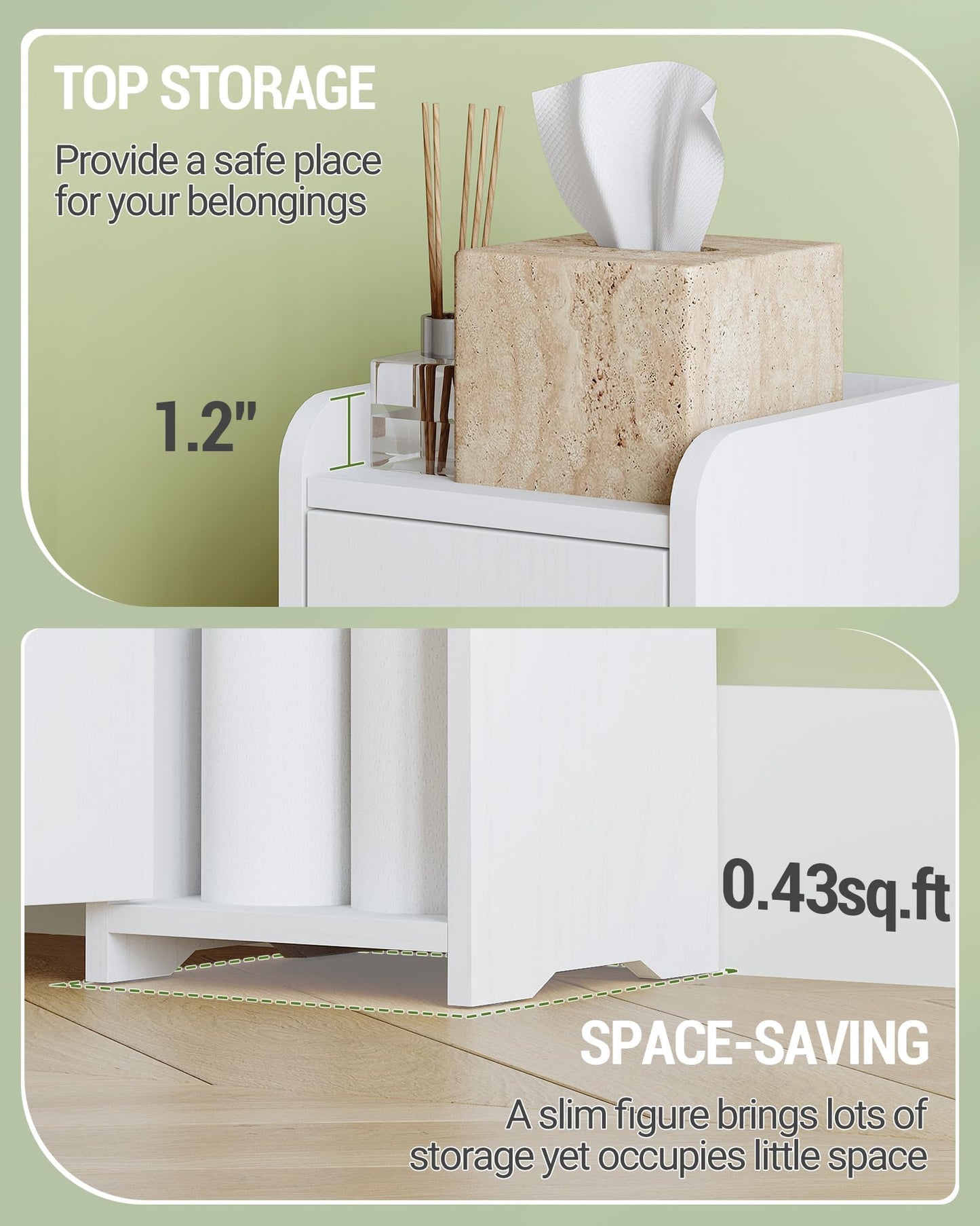 Hzuaneri Bathroom Storage Cabinet, Small Corner Floor Cabinet with 2 Doors and Adjustable Shelf, Narrow Toilet Paper Cabinets, Bathroom Organizer for Small Spaces, 7.9" D x 7.9" W x 29.5" H White