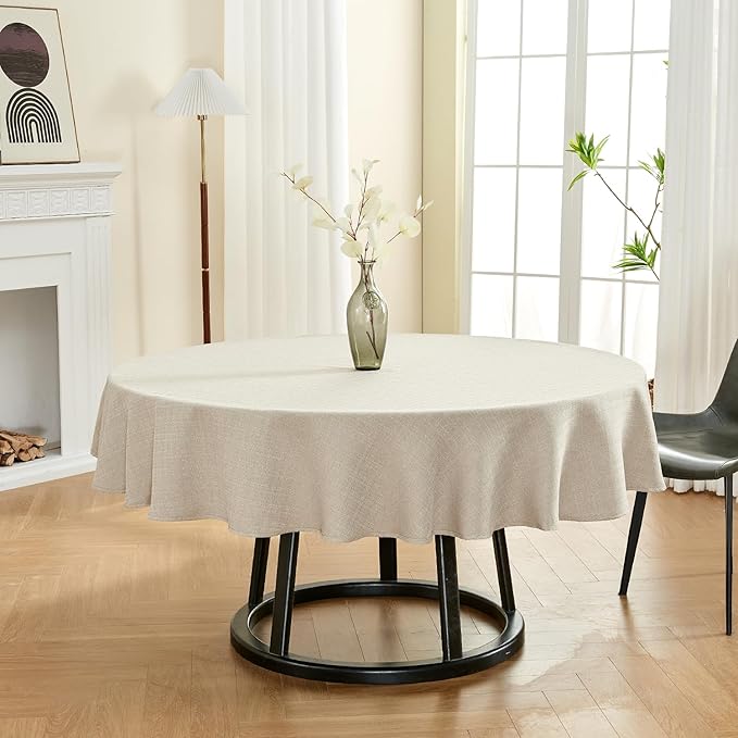 BALCONY & FALCON Round Tablecloth Washable Wrinkle Resistant and Water Proof