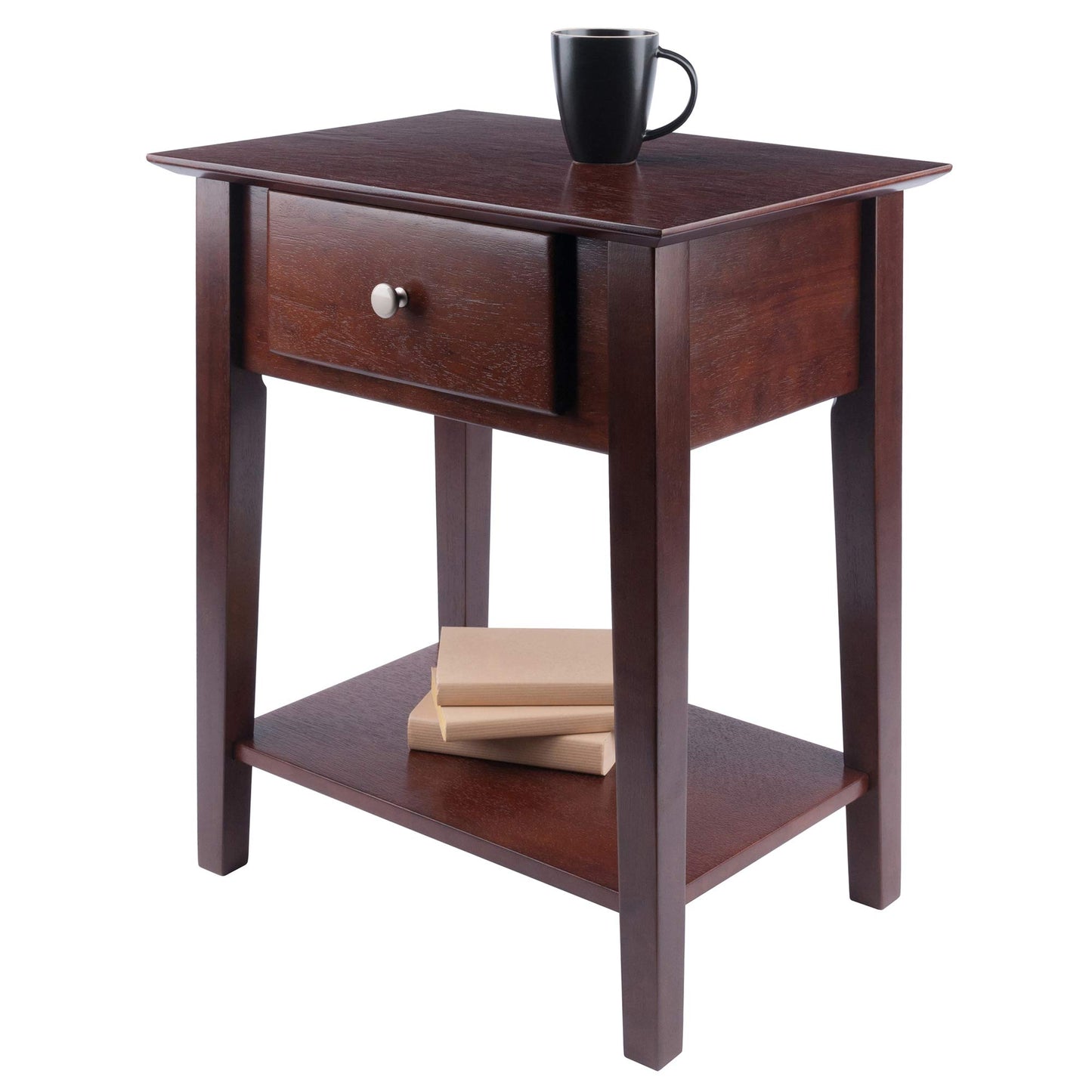 Winsome Rochester Accent Table, Classic Bedside Nightstand with Drawer and Shelf, End Table with Storage for Couches in Living Room, Functional Furniture for Bedroom, Office