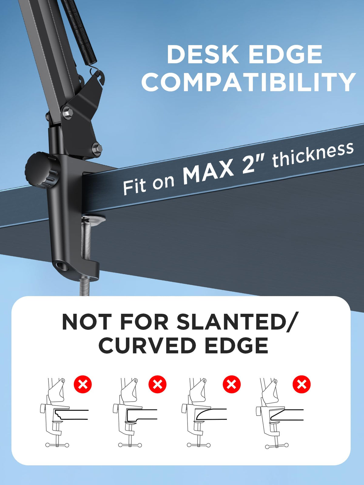 InnoGear Boom Arm Microphone Mic Stand for Blue Yeti HyperX QuadCast SoloCast Snowball Fifine Shure SM7B and Other Mic, Black