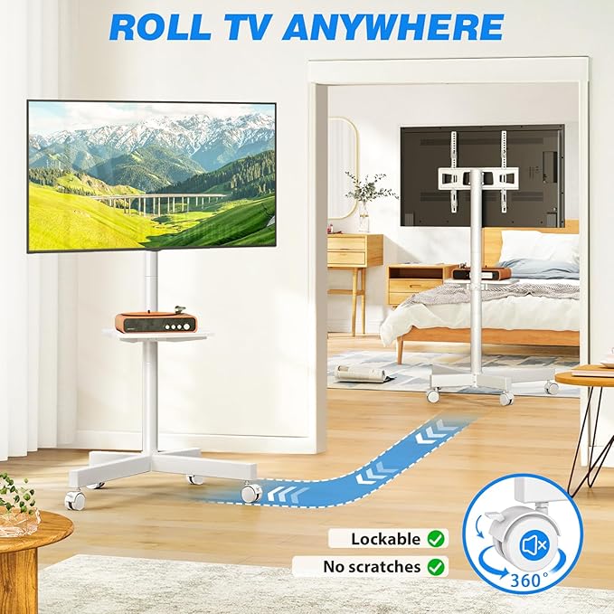 Rfiver Mobile TV Stand for 23-65 Inch LCD LED Flat/Curved Panel Screen TVs up