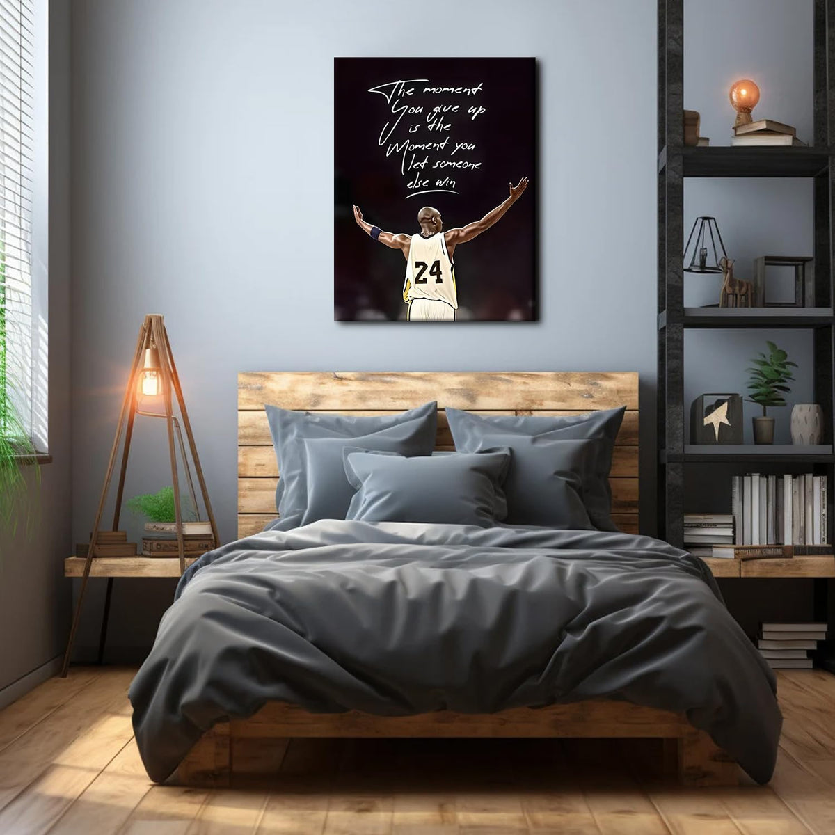 GYYLGYY Inspiring Basketball Theme Canvas Wall Art 12x16 Inch Framed Poster Print Minimalist Dark-Toned Motivational Quotes Decor for Living Room Bedroom Office Entrance and Men's Exclusive Space