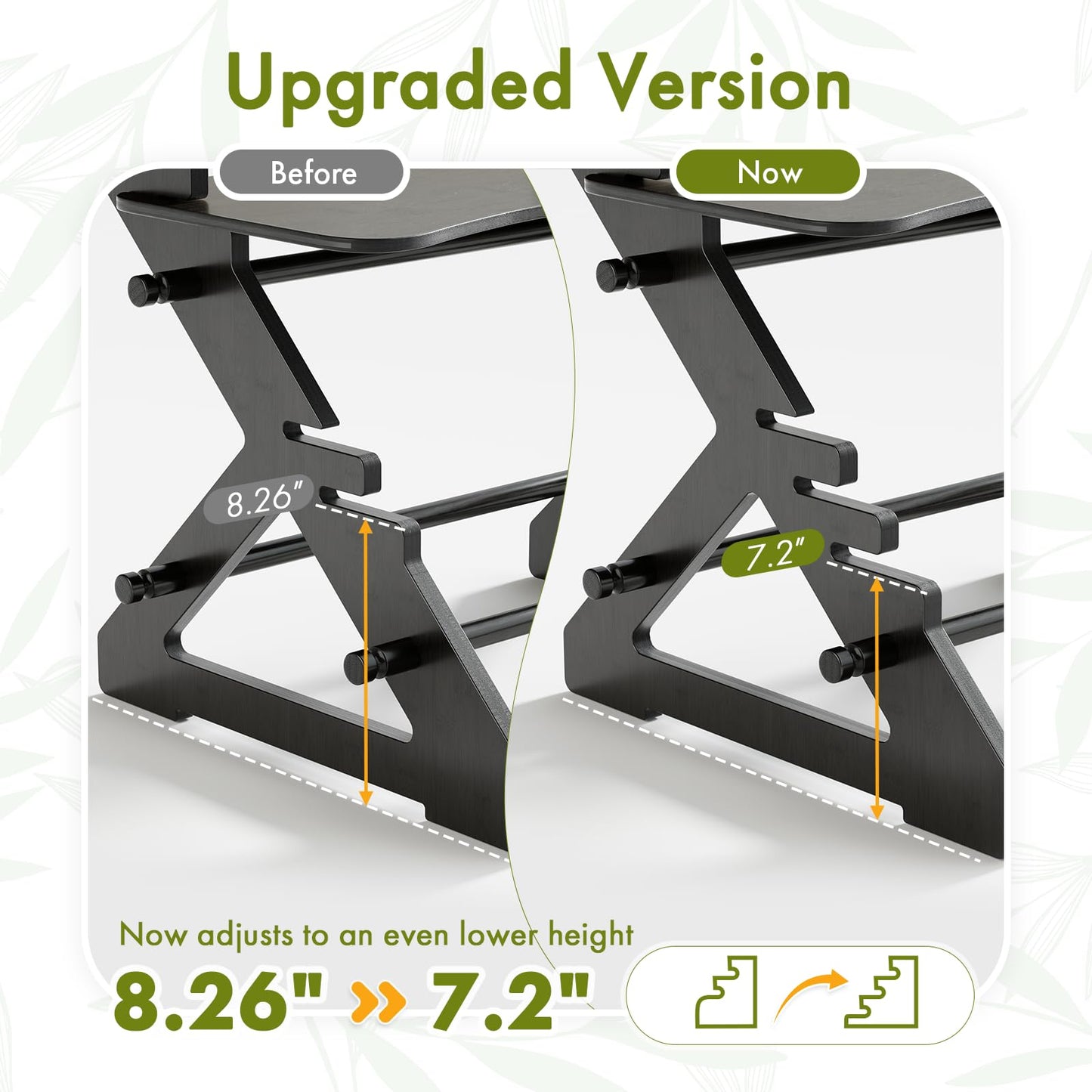 Amazer Standing Desk Converter, 22 inch Bamboo Small Sit Stand Up Desk Riser with Lap Desk Computer Desktop Desk Converter for Monitor and Laptop with Keyboard Tray, Black