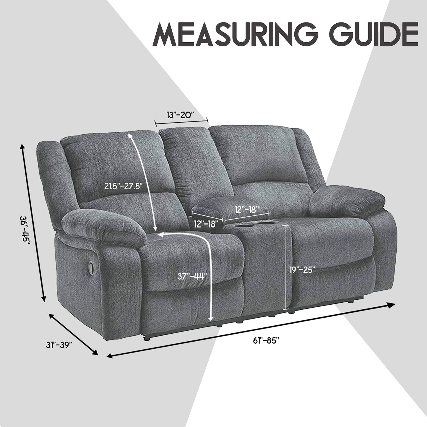 ULTICOR Reclining Love Seat with Middle Console Slipcover, 8-Piece Velvet Stretch Loveseat Reclining Sofa Covers, 2 seat Love seat Recliner Cover, Thick, Soft, Washable, Love seat Slipcovers (Ivory)