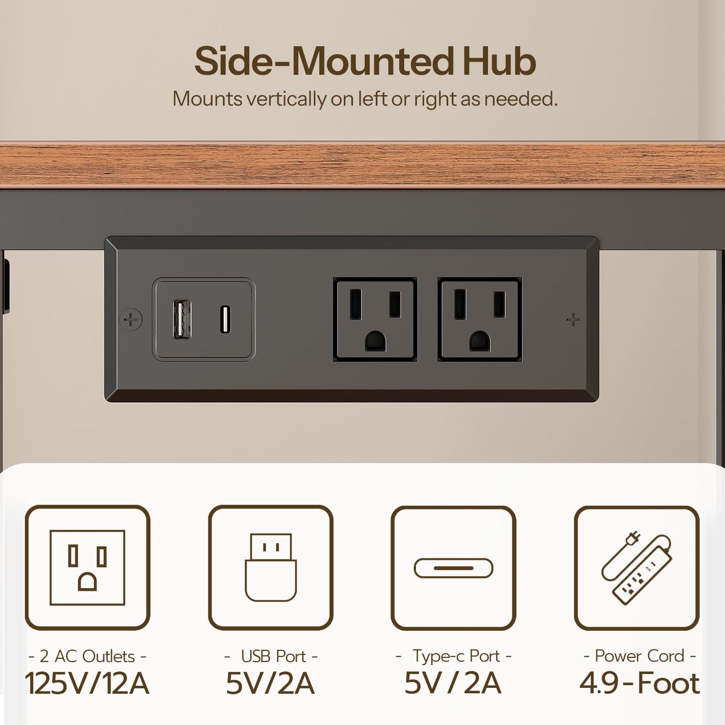 HOOBRO Small Computer Desk, 28.3" Desk for Small Spaces, Office Desk with Power Outlet & Adjustable Monitor Stand, Compact Desk with Storage, Writing Table for Bedroom, Office, Rustic Brown BF38UDN01