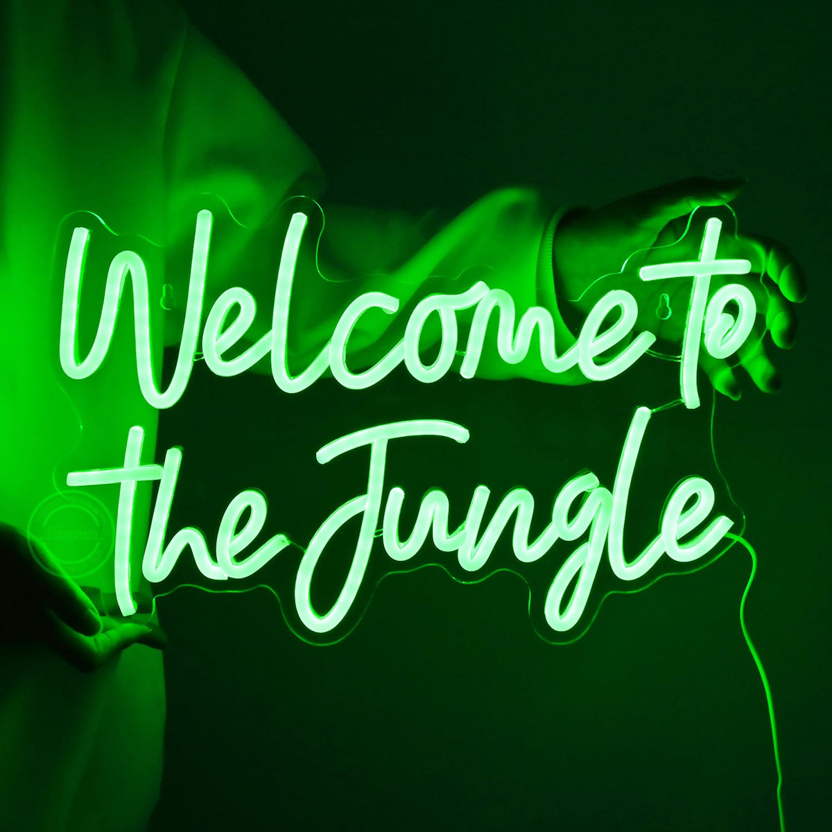Britrio Welcome to the Jungle Neon Light Sign for Safari Jungle Themed Party Baby Shower Kids Birthday Gift Bedroom Bar Club LED Neon Wall Decor 5V USB Powered with Switch 15.75 Inch Green