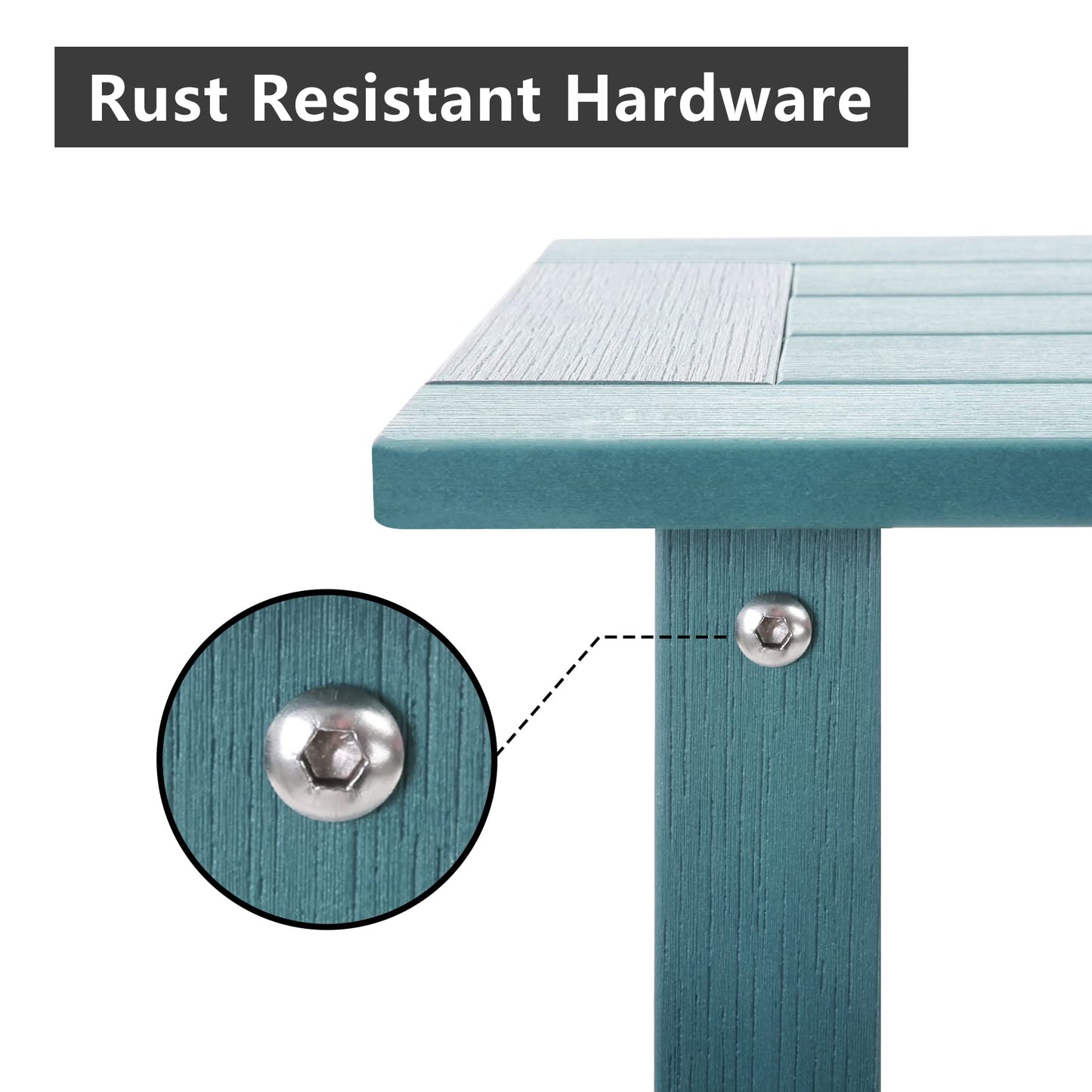 Meluvici Double Adirondack Side Table Weather Resistant, Outdoor Rectangular End Table for Adirondack Chair, Aruba
