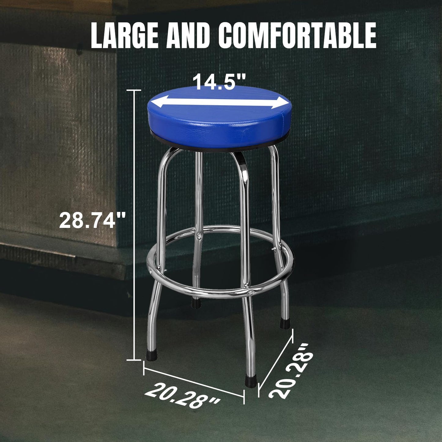 Big RED ATRP6185U-1 Torin Swivel Bar Stool: Padded Garage/Shop Seat with Chrome Plated Legs, Blue